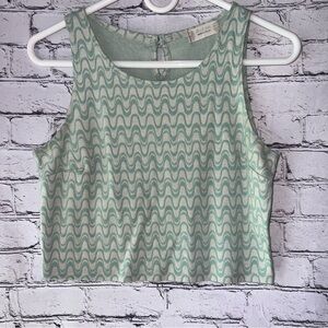 Altar’d State Sleeveless Crop Top Light Green and Tan Size Large